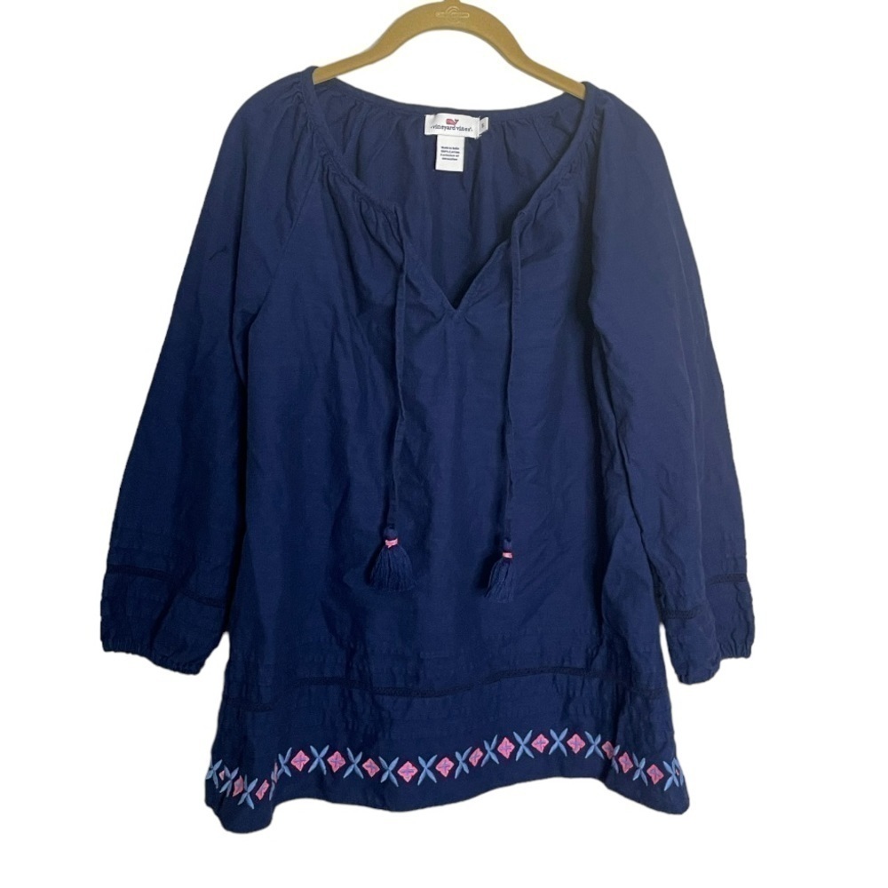 Vineyard Vines Navy Blue Boho Shirt Small